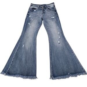 KanCan Signature‎ High Rise Super Flare Jeans Distressed Medium Wash Size 29